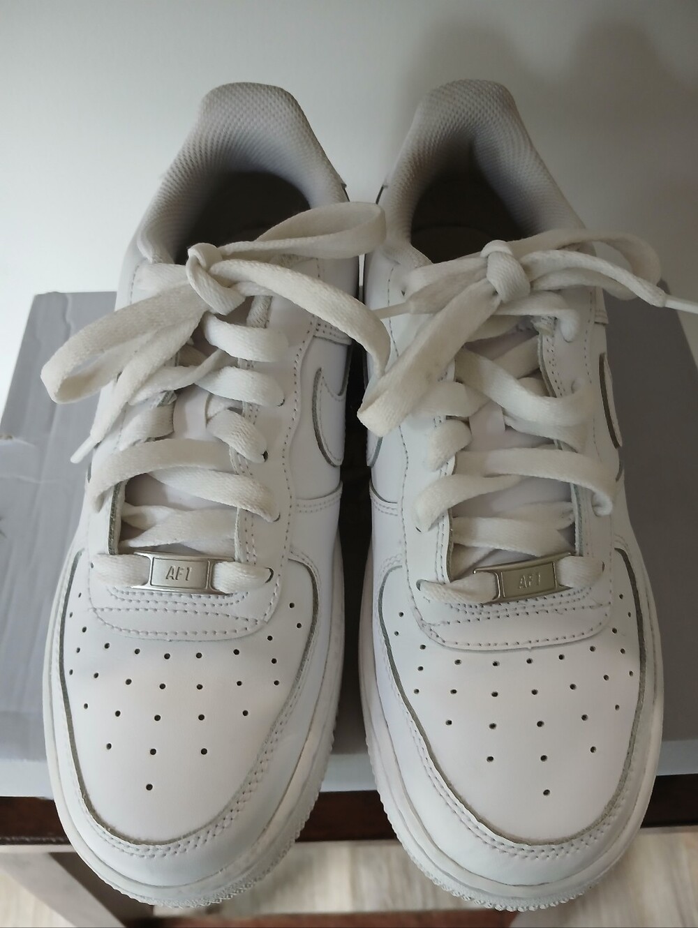Nike Air Force 1 LG (GS) White Sneakers - Picture 1 of 12